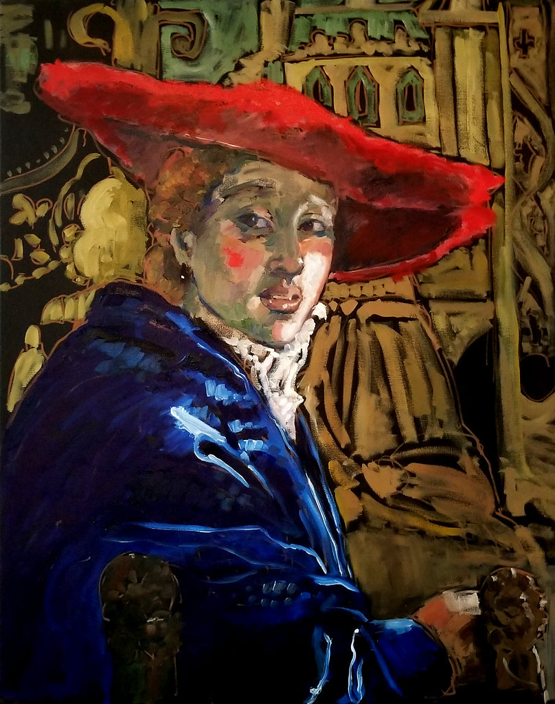 Woman in Red Hat (after Vermeer)